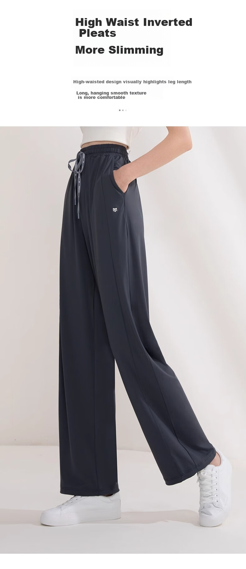 Moxun Women's Cooling Sunscreen Casual Pants Summer Cool Wide-Leg Straight Slim Trousers Convertible 9