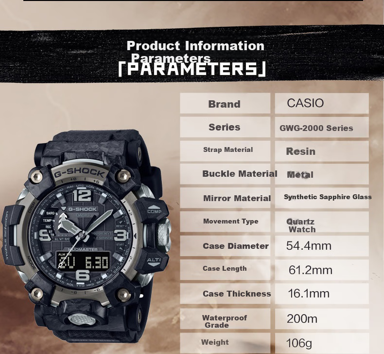Casio Men's Watch, G-SHOCK Mudmaster Series Sports Digital Watch, Gift for Boyfriend, GWG-2000 12