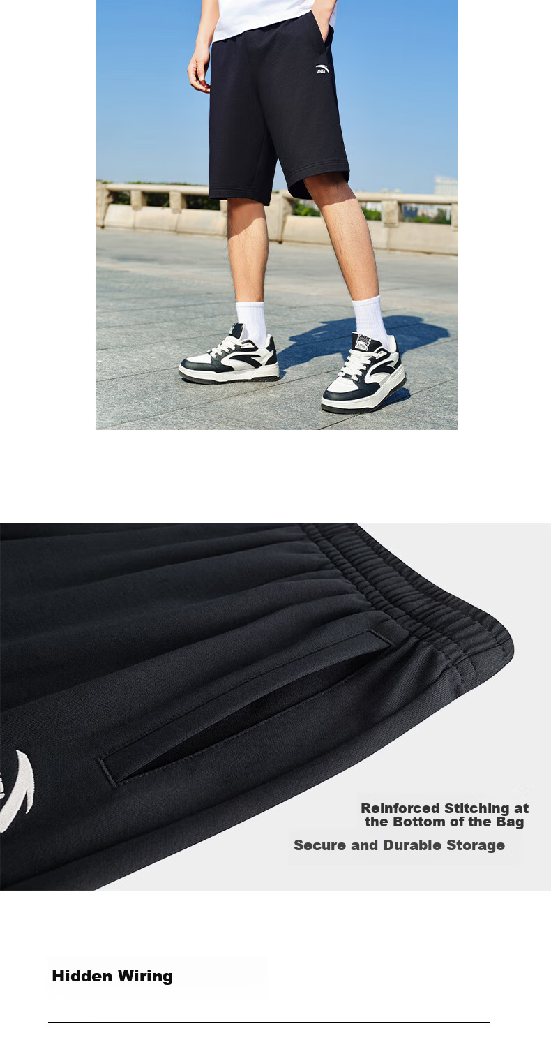 Anta Casual Shorts | Men's Summer Knitted Breathable Lightweight Quick-Dry Cotton Sports Five-Point Casual Pants 7