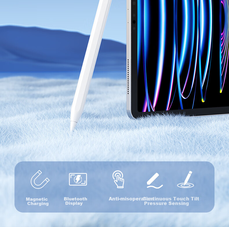 BOW New Apple Pencil Tablet Stylus, Handwriting Pen for IPad And Other Tablets, First And Second Generation Anti-Mistouch Drawing-Specific Capacitive Pen, Three-Light Display Model 6