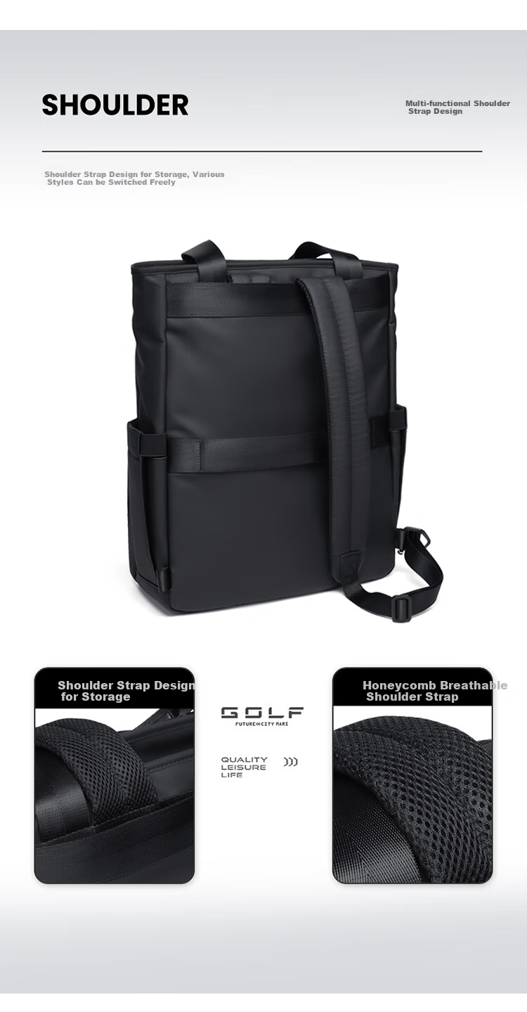 GOLF Backpack for Men, Travel Bag with 15.6/16 Inch Laptop Compartment, Student Schoolbag, Handheld Briefcase, Business Trip Bag 7