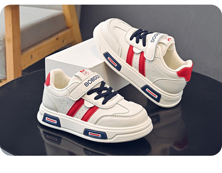 Babu Bean Boys Casual Versatile Children's Sneakers Autumn Soft Sole Comfortable Running Shoes 101553043 Beige/Black Size 34 4