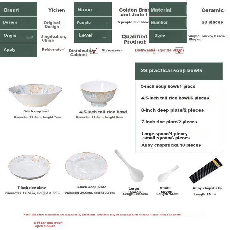 Yichen Jingdezhen Ceramic Bowl And Plate Dinnerware Set, Complete Tableware Set for Home Use, 2026 New Stylish Design, Bowls And Chopsticks, Housewarming Gift 3