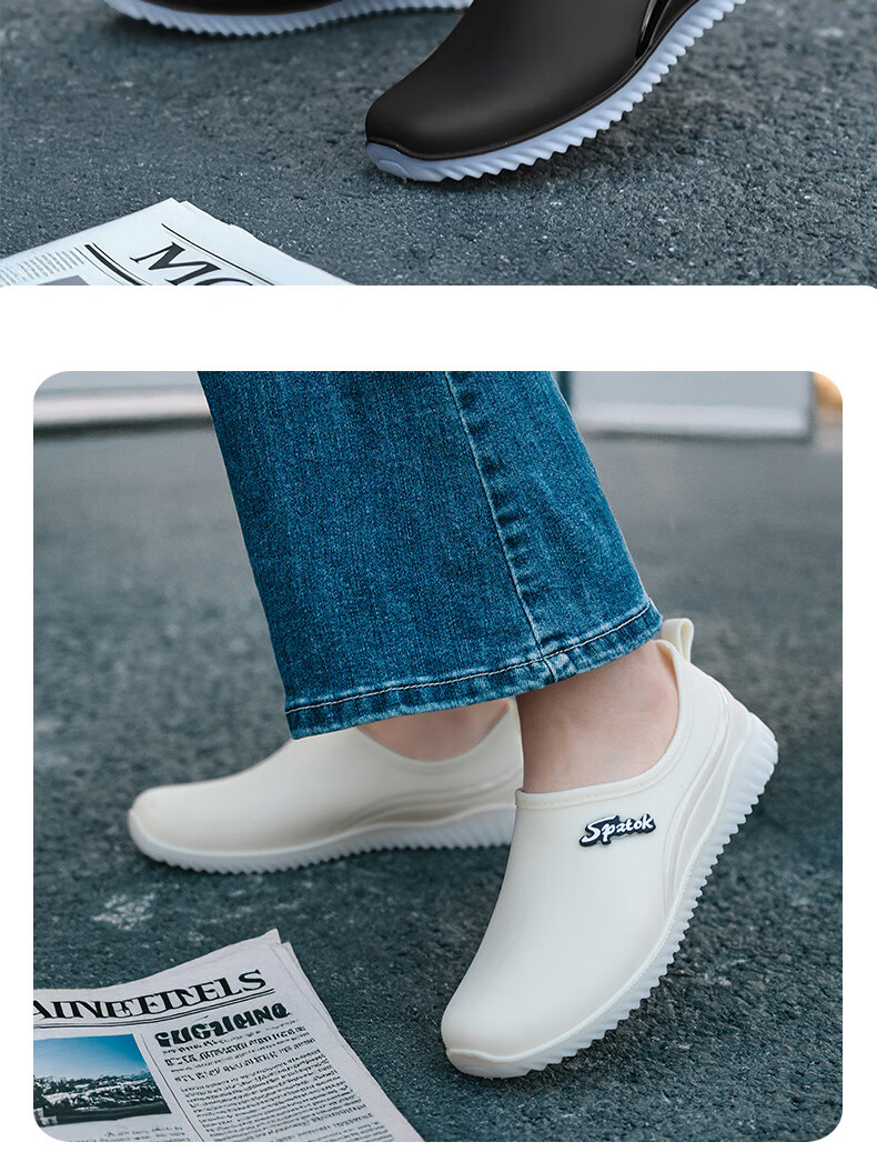 FOOTOPPO Women's Rain Boots, Ladies' Short Waterproof Shoes, Non-Slip Rubber Shoes, Summer Low-Top Adult Waterproof Boots, Fashionable Women's Overshoes 18