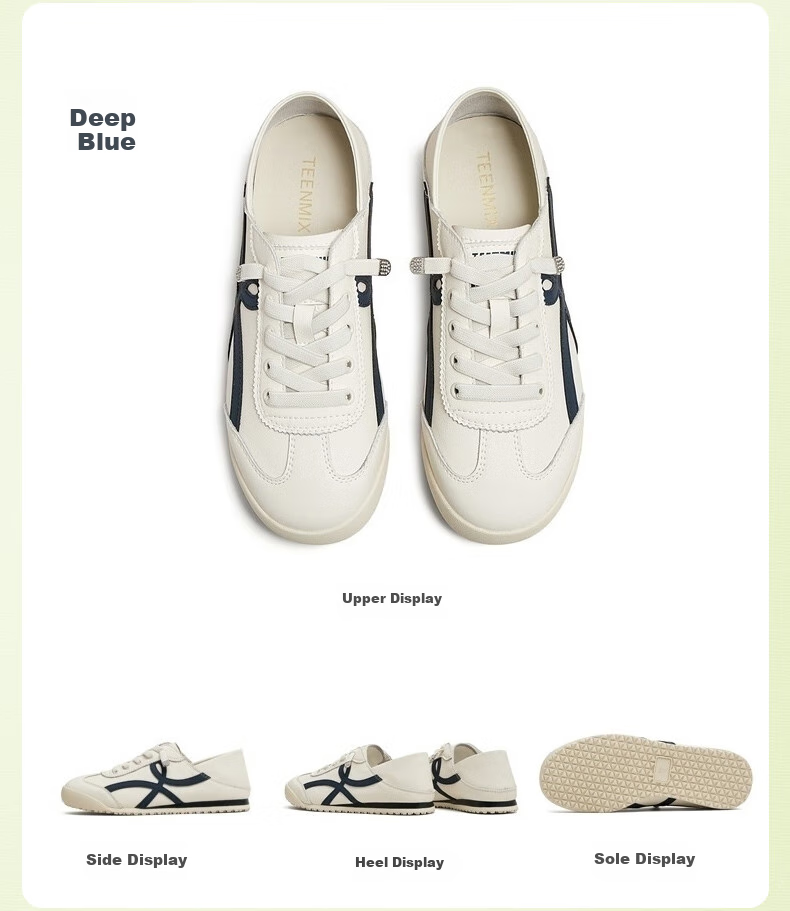 TEENMIX Women's Shoes, Flat Retro Training Sneakers, Versatile White Casual Shoes for Women, New Style 12