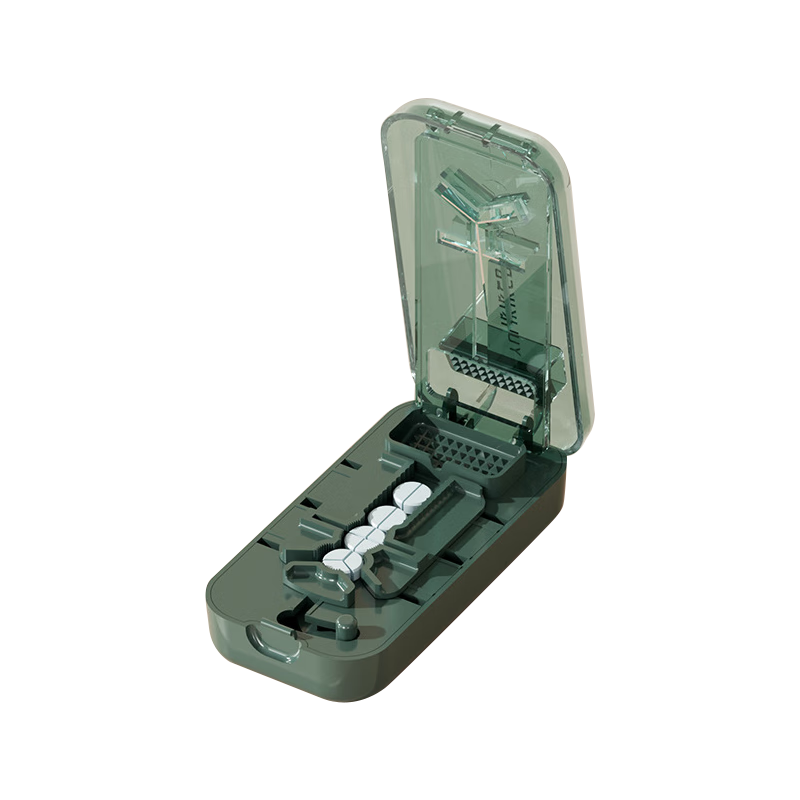 Daisy Leaf Japanese-Style Pill Cutter, Thirds to Quarters Pill Splitter, Half to Quarter Pill Divider, Portable Small Pill Case