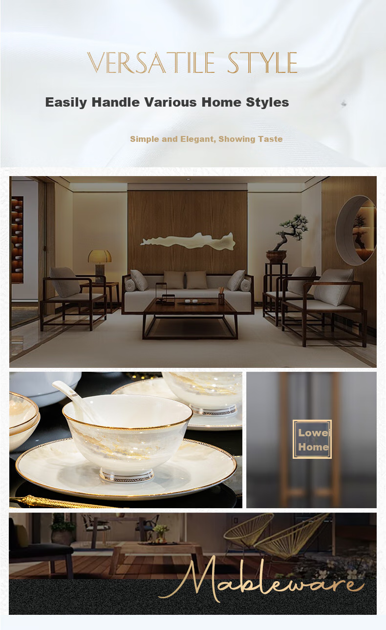 Luowei Dahao Heshan 62-Piece Jingdezhen Ceramic Dinnerware Set, Bowl And Plate Set for Home Use, Dishwasher Safe 16
