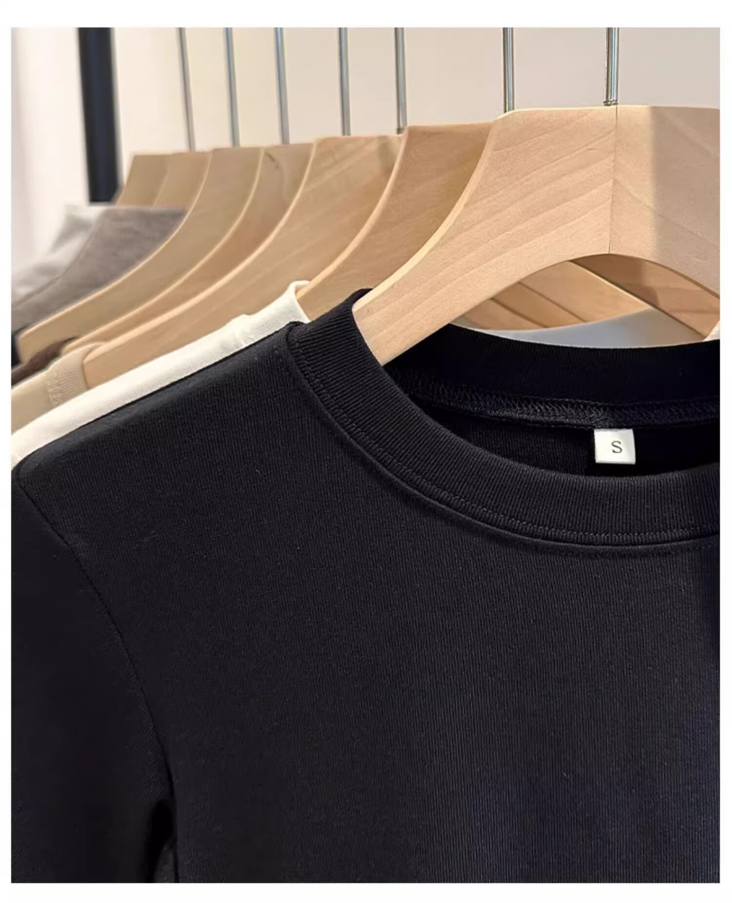 Woodpecker Women's Mid-Sleeve T-Shirt, Summer New Slim Fit Knitted Half Sleeve Base Shirt, Black, XL 7