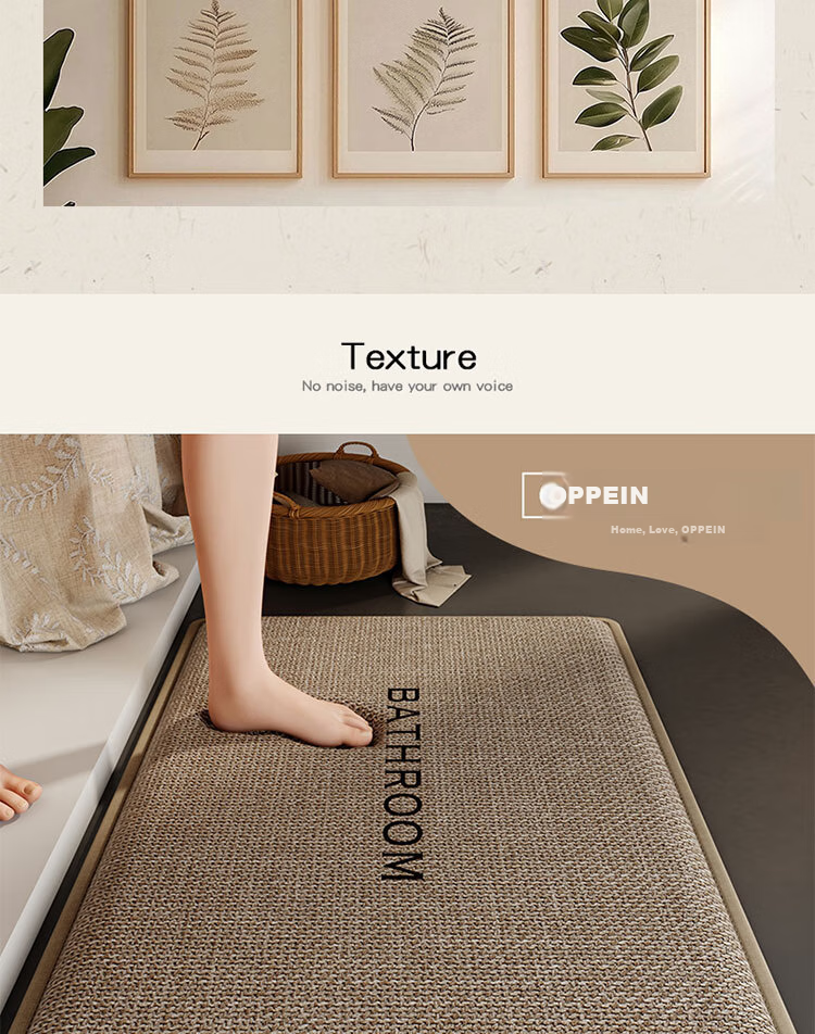 OPPEIN Bathroom Mat, Thickened Sponge Bath Mat, Absorbent Non-Slip Foot Pad, Toilet Carpet, Linen Washroom Doormat 5