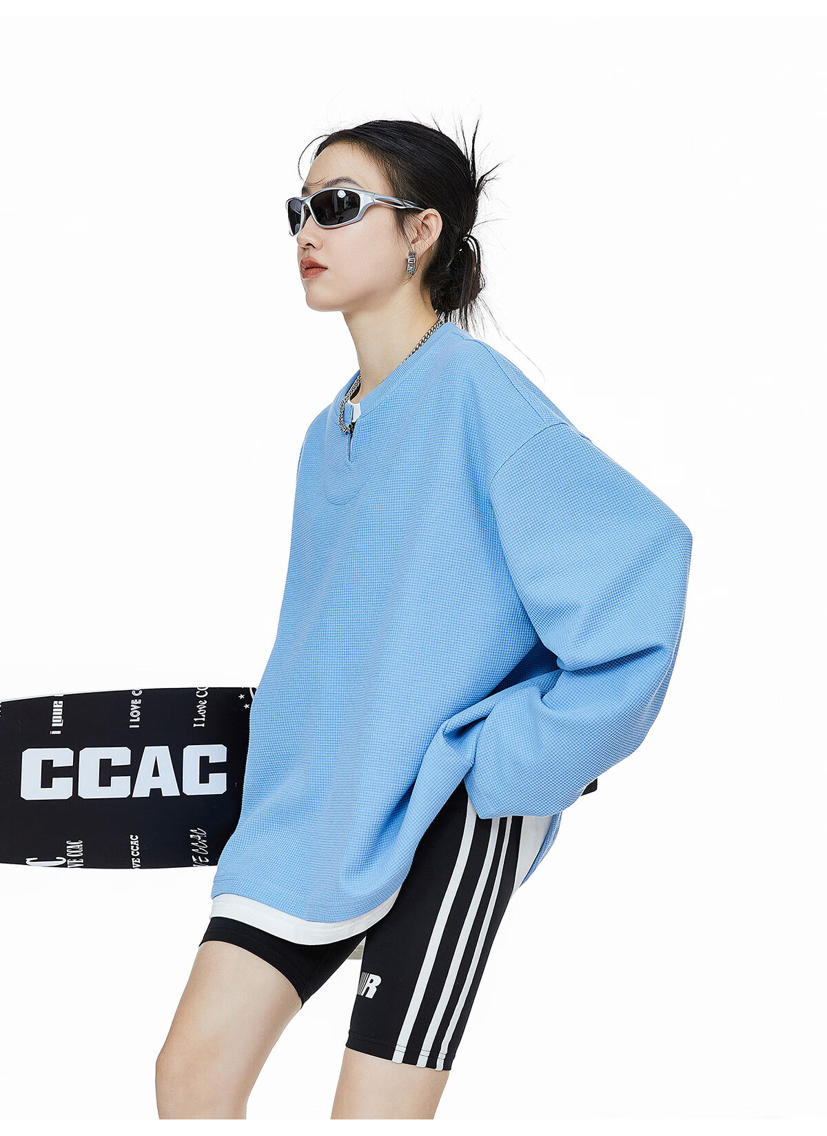 ICH MODE Women's Pullover Sweatshirt American Waffle Long Sleeve T-Shirt Autumn Winter Loose Casual Henley Neck Top Gray L 25