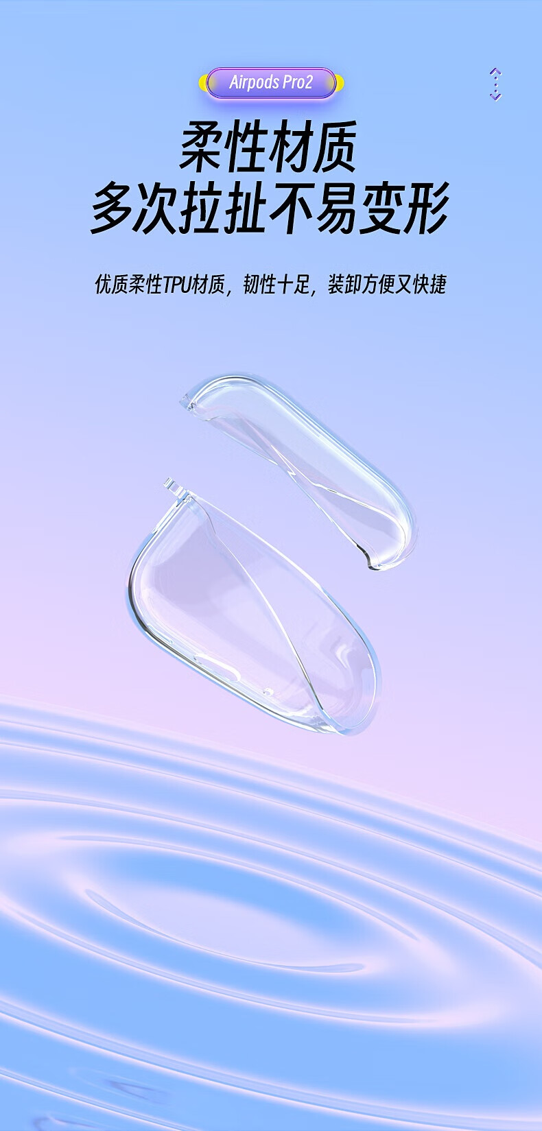 Beiyipin Bluetooth Earphone Protective Case Compatible with AirPods Pro 2nd Generation, Transparent Soft Shell for Apple Second-Generation Earphones, Shockproof, Anti-Slip, Fingerprint-Resistant Full Coverage Case 2