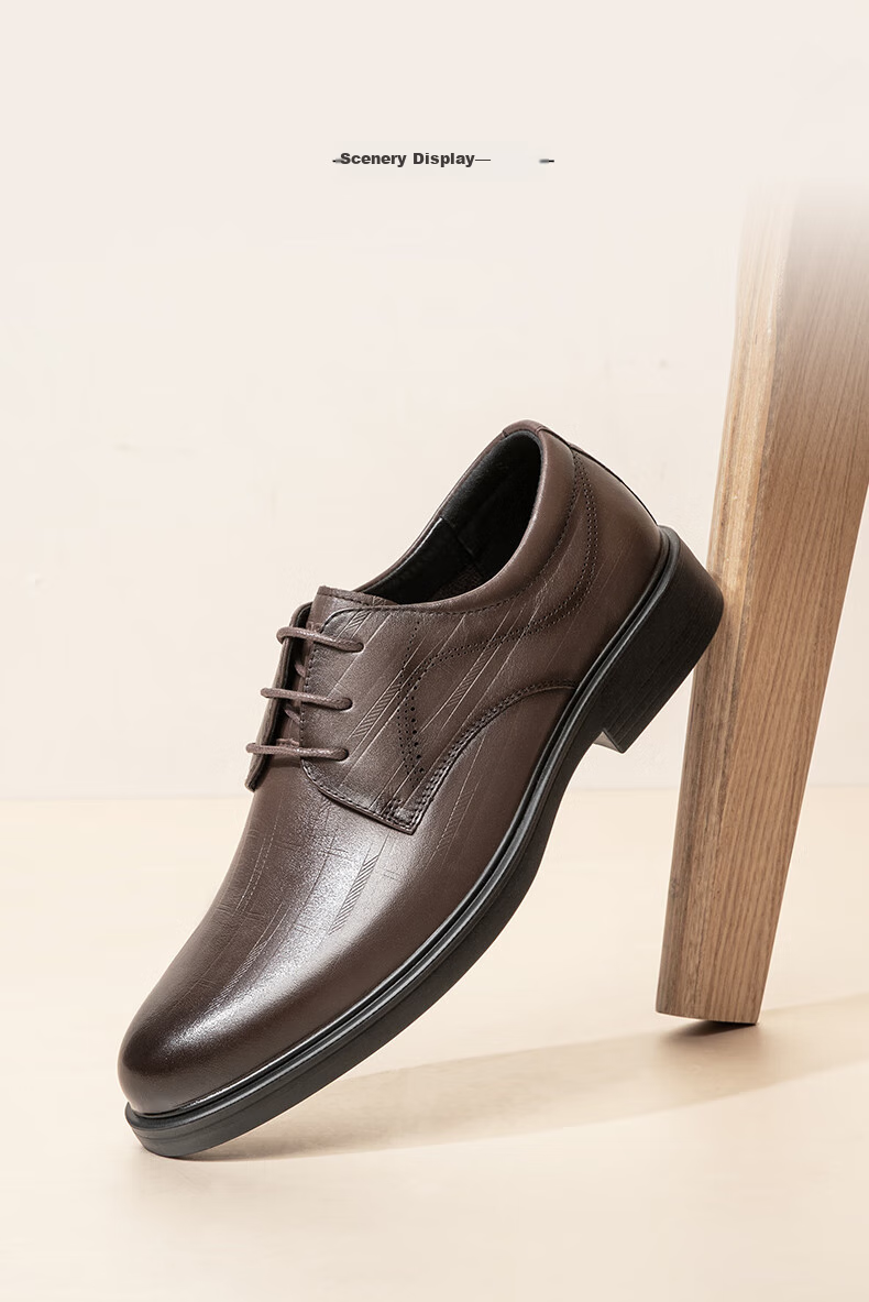 Kangnai Men's Shoes, Dress Business Casual Shoes, Soft-Soled Groom Shoes, Lace-Up Round Toe Formal Derby Leather Shoes, Black, Size 39 6