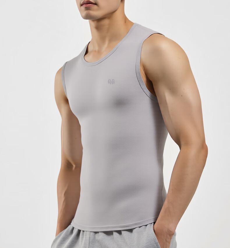 Hengyuanxiang Large Size Ice Silk Men's Tank Top, 10A Antibacterial Mesh, Autumn Wide Shoulder Sleeveless Undershirt, Breathable Quick-Dry Sports T-Shirt 20