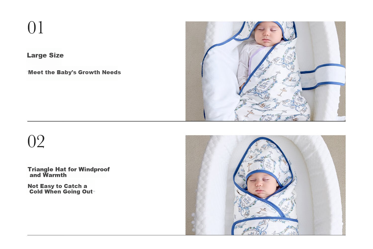 DOMIAMIA Baby Swaddle, Newborn Wrap Blanket, Infant Swaddling Cloth, Anti-Startle Spring And Autumn Gauze Swaddle, Newborn Mummy Wrap 25