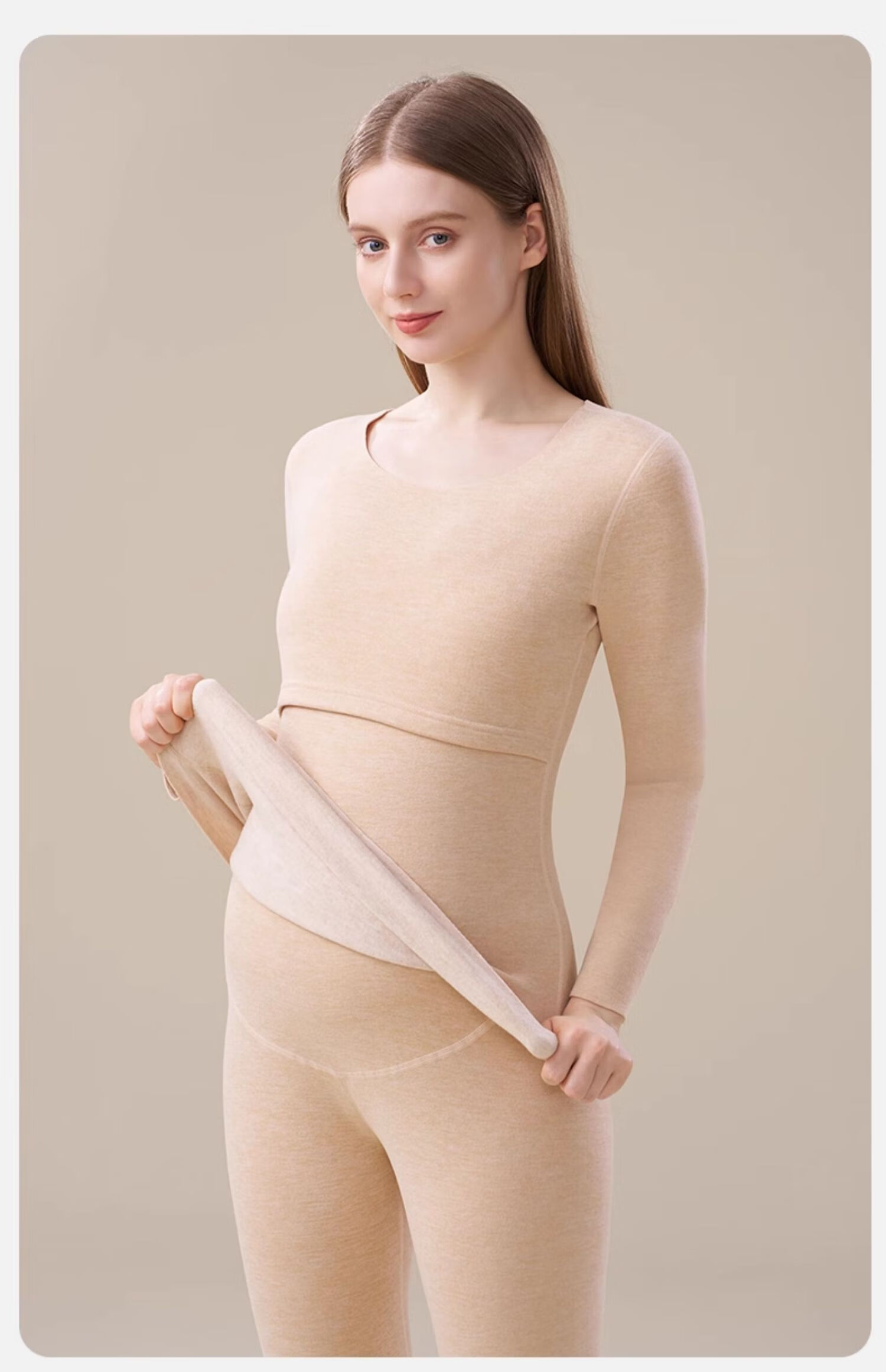 MiiOW Maternity Thermal Underwear Set for Women Postpartum Nursing Velvet Autumn Winter Plus Size Confinement Wear 30
