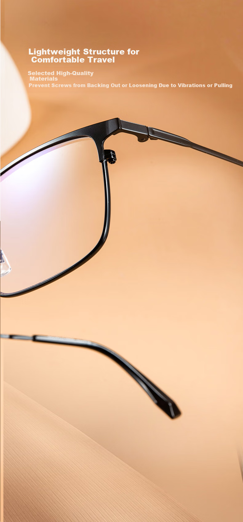 Fushikang Business Anti-Blue Light Metal Full-Frame Imported Ultra-Light High-Definition Reading Glasses F1009, Black +100 Degrees 2