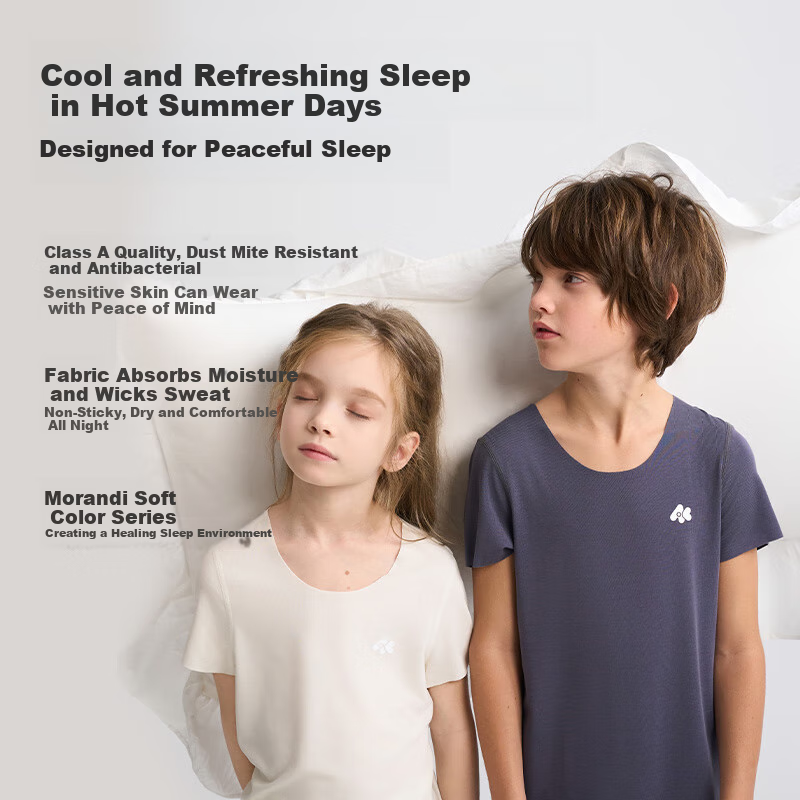 AIMER KIDS Sleepwear for Boys And Girls, Parent-Child Moisture-Wicking Antibacterial Pajamas Mesh Loungewear Set, Men's - Quiet Night Gray, Size 175