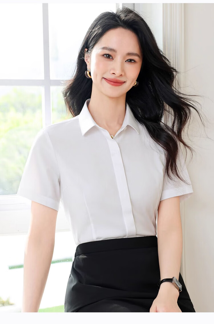 Ziyouxi White Blouse for Women, Spring And Autumn Formal Short-Sleeve Shirt for Interviews And Commuting, French-Style Square Collar Long-Sleeve Top 13