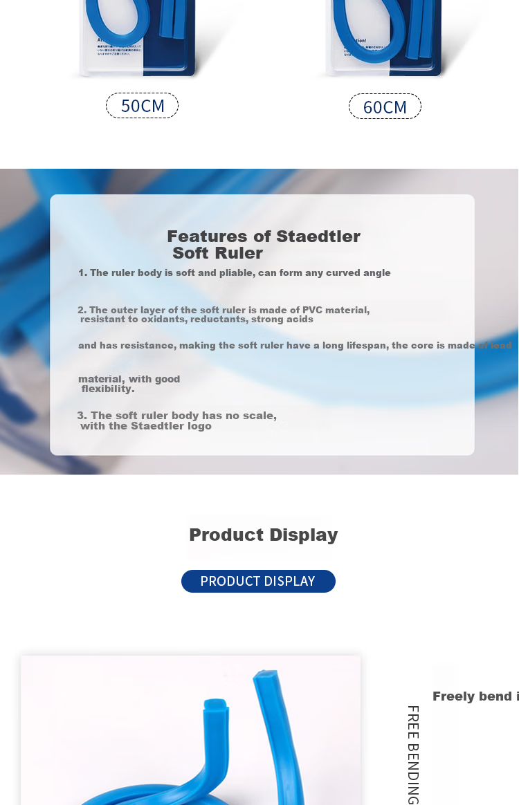 STAEDTLER Flexible Curve Ruler, 50cm Malleable Any-Angle Snake Ruler Measuring Tape, Art Drawing Student Painting Drafting Unmarked 97164-50 7