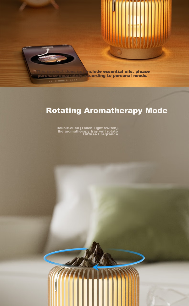Kuangxiang Aroma Diffusing Bluetooth Speaker, Sound Atmosphere Lamp Flame Lamp Solid Wood Fragrance Dispenser for Living Room Bedroom Study Decoration, Birthday Mid-Autumn Festival Gift for Boyfriend Girlfriend 5