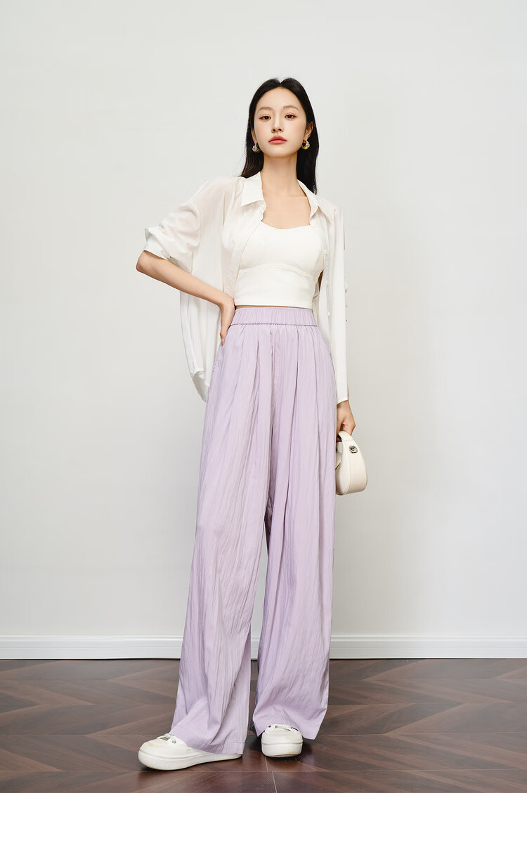 Olrain Women's Loose Wide-Leg Floor-Length Yamamoto Pants Summer High-Waist Slim Casual Pants Blue S 20