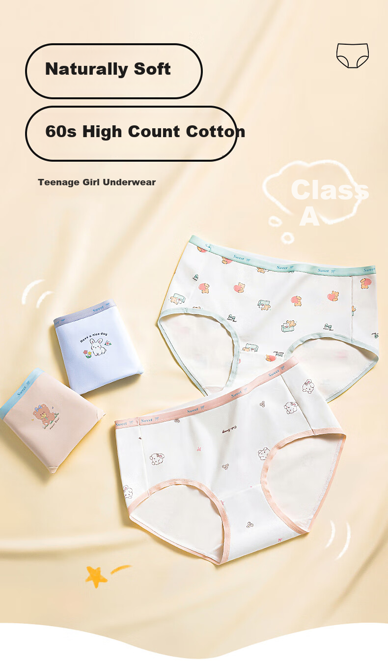 Yalu Children's Underwear, Girls' Cotton Panties, Little Girls' Triangle Briefs, Baby Girls' Class A Antibacterial Shorts, No Wedgie, 4 Pieces 1