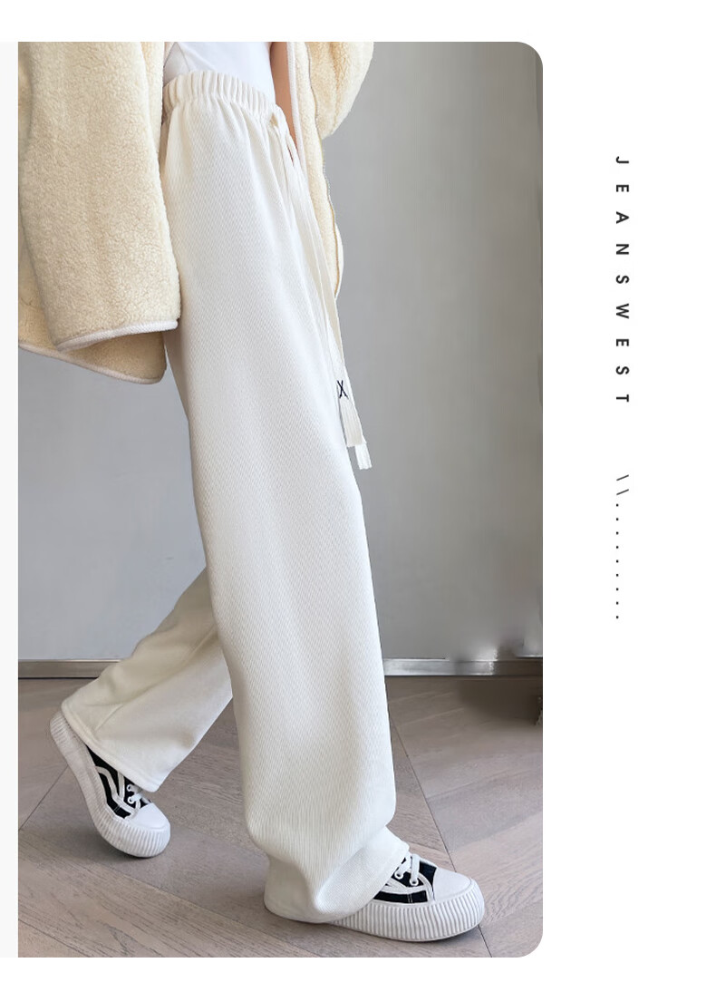 JEANSWEST Women's Casual Pants Autumn Winter Comfortable Soft Loose Fit Slimming Wide-Leg Pants Black S 3