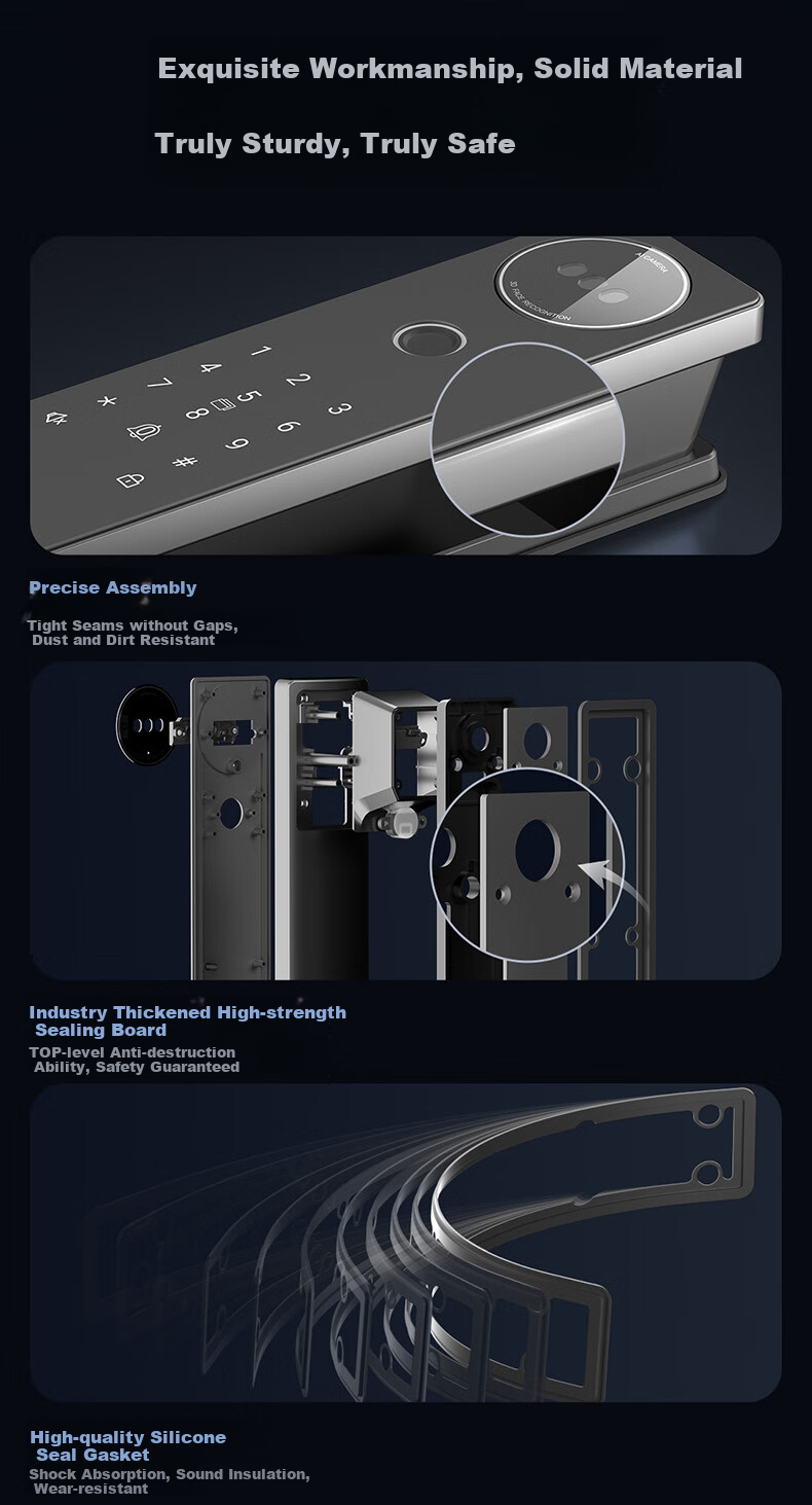 Haier Smart Door Lock P30 Facial Recognition Version Electronic Lock Password Door Lock Entry Door Anti-Theft Door Home Fingerprint Lock 3