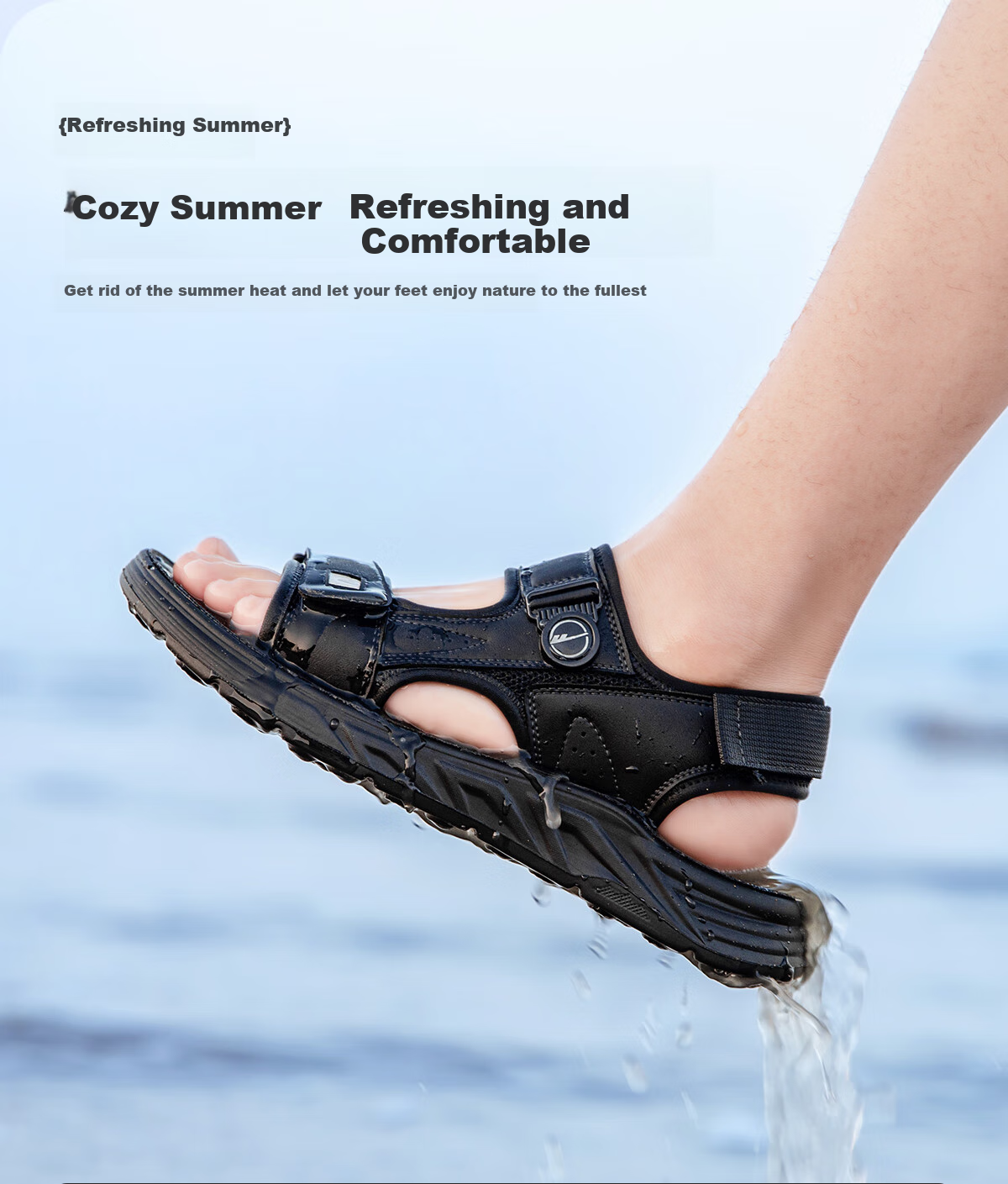 Warrior Men's Sandals Summer Breathable Versatile Thick-Soled Beach Shoes Fashion Sports Comfortable Casual Shoes Gray Black Size 41 9