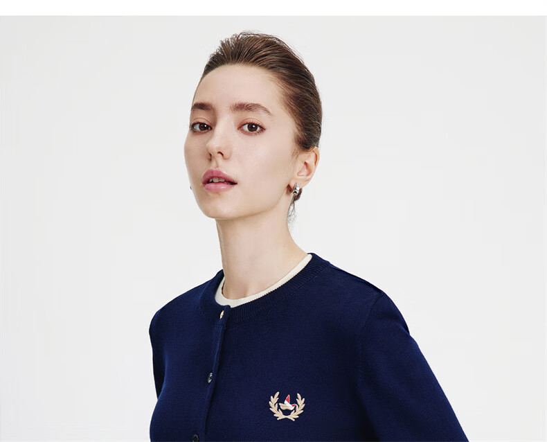 Navy Sail Italy Women's Soft Touch Crew Neck Knit Cardigan Classic Sweater Jacket 2334092061 Blue S 6