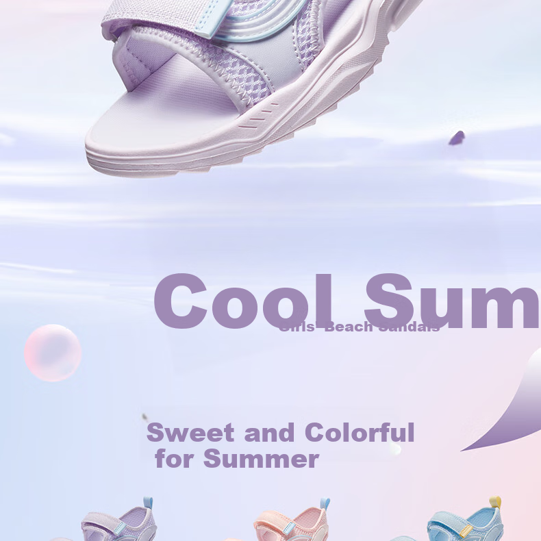 361° Children's Shoes, Girls' Sandals, Size 25, Summer, for Older Children, Breathable, Soft And Elastic, Wear-Resistant, Kids' Beach Sandals, Blue, Size 34 2