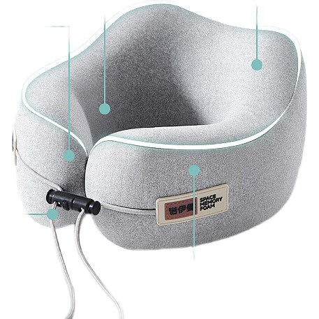 Подушка для шеи Noyoke Memory Foam, U-образная, с поддержкой шеи, портативная, для путешествий и офиса, темно-серая