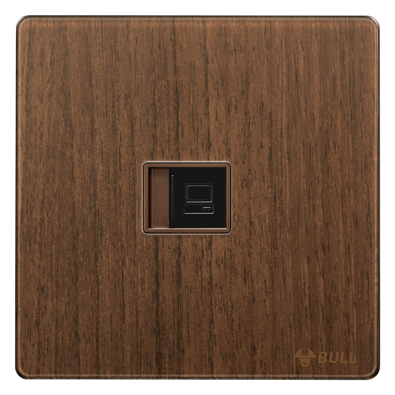 BULL Retro Switch Socket Acrylic Ultra-thin Panel Single Computer Cat6 Socket G70T102 Walnut Color