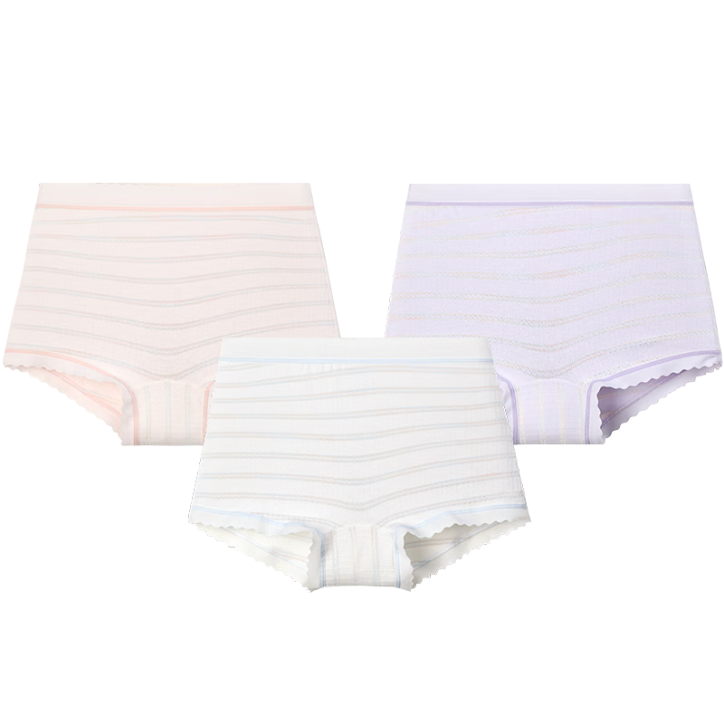 Jiusuiban Kids Girls' 7A Antibacterial Silk Gusset Cotton Boxer Briefs, Refreshing 3D Jacquard Shorts for Older Children