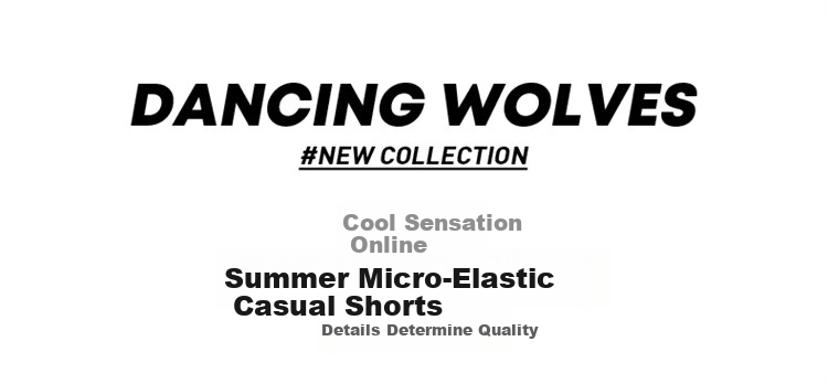 DANCING WOLVES [Cotton Spandex & All-Over Adult Label] Summer Breathable Skin-Friendly Flat Waist Casual Shorts, 102 Dark Blue, Size 31 3