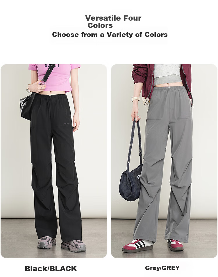 Ziyouxi Women's Cargo Pants, Summer Lightweight Ice Silk Quick-Dry Casual Wide-Leg Pants, 2026 New High-Waist Slimming Hiking Sports Trousers 10