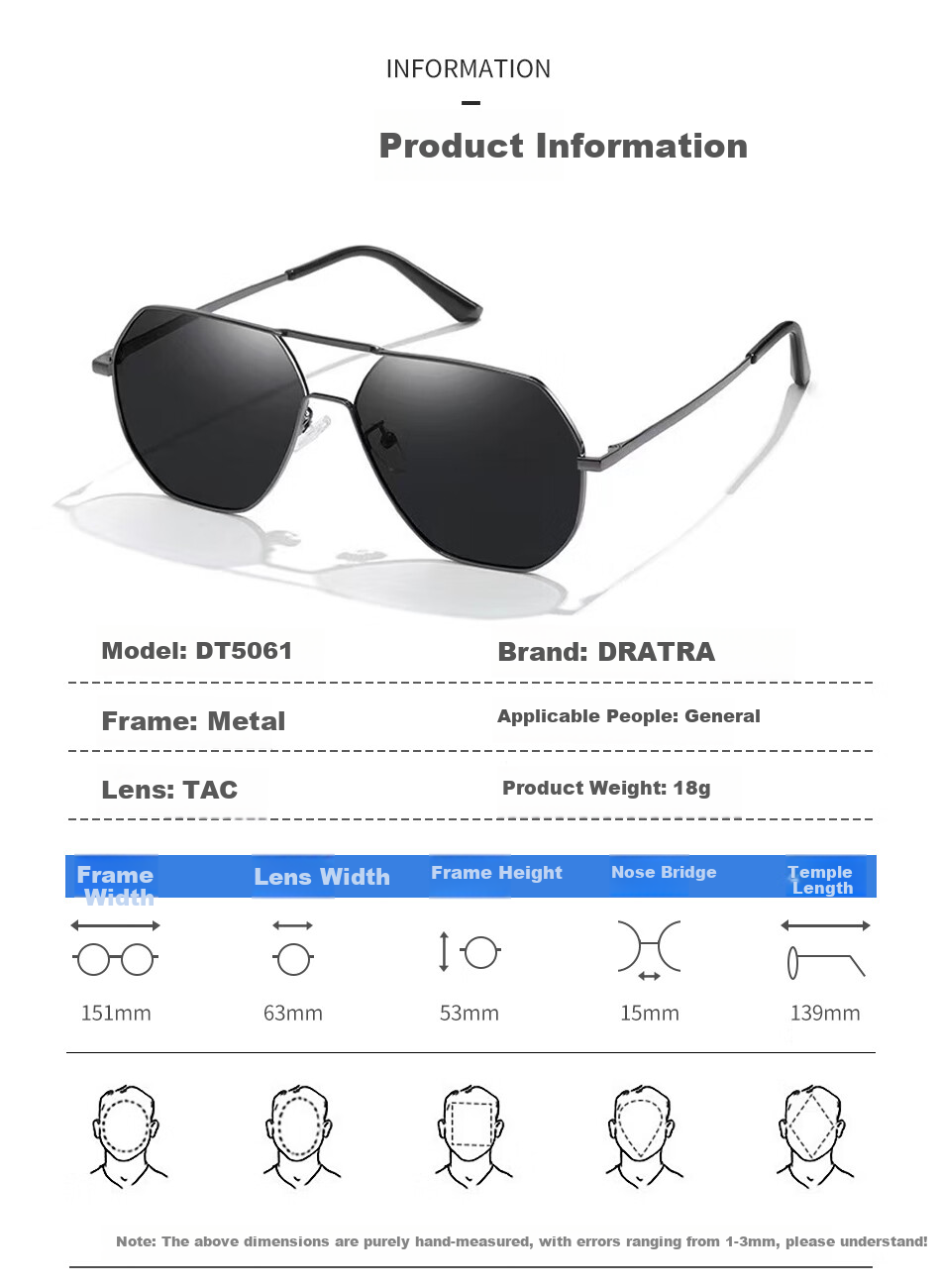 DRATRA Polarized Sunglasses for Men And Women, Fashionable Double Bridge Design Driving Glasses, Anti-Glare UV Protection, Trendy for Driving 3