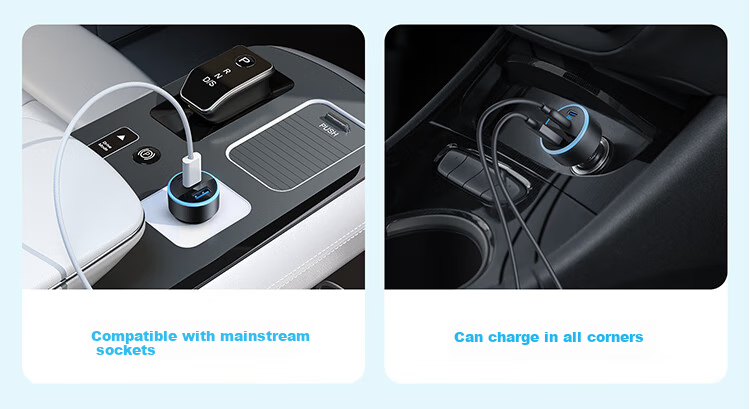 ANKE Car Charger, 67W Car Cigarette Lighter Fast Charging Adapter, Three-Port High-Power Car Charger, Compatible with Huawei, Xiaomi, Apple 18/17 Android Phones And Laptops, Black 10