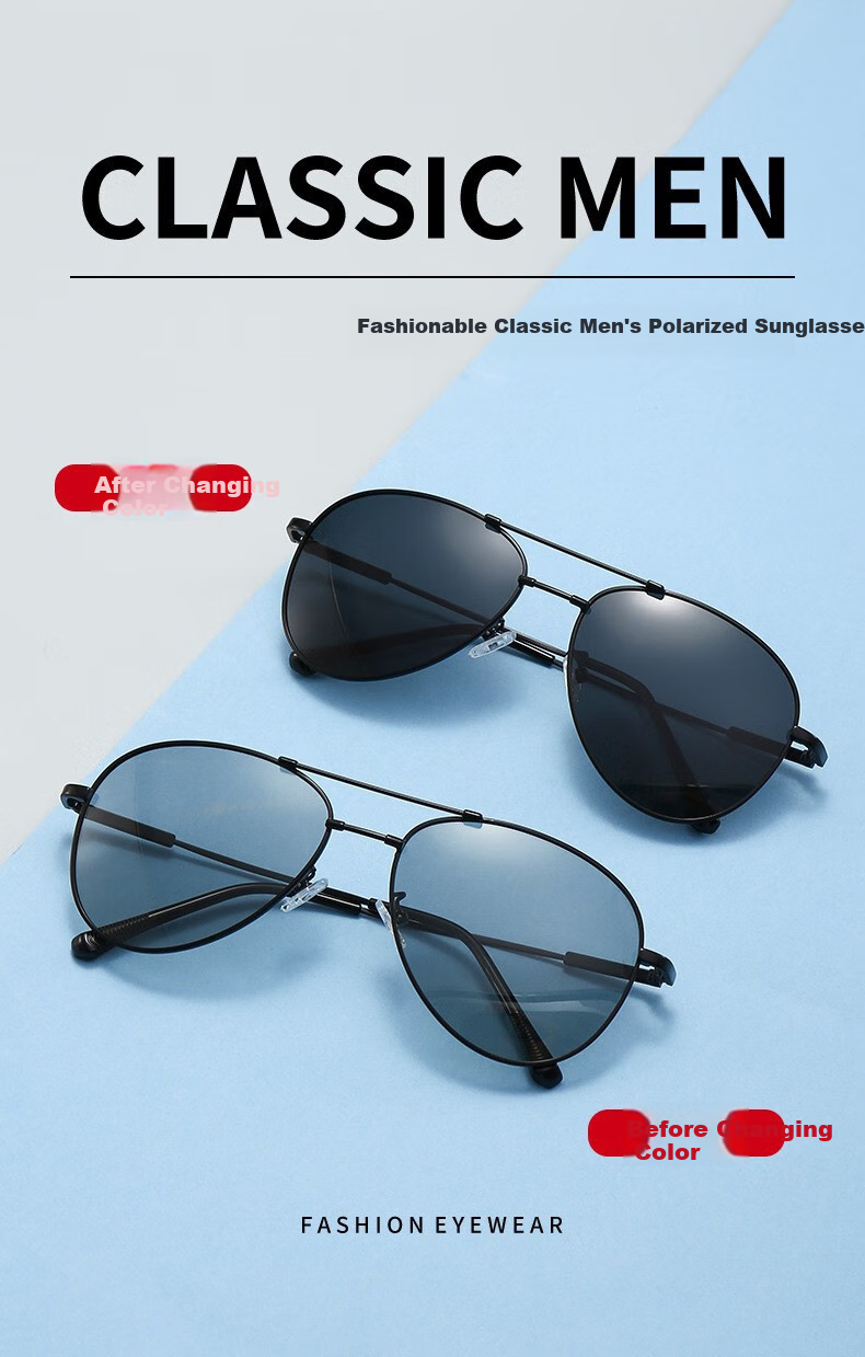 FESETE Sunglasses for Men, Aviator Sunglasses, Photochromic Polarized UV Protection Sunglasses for Driving, Father's Day Gift 1