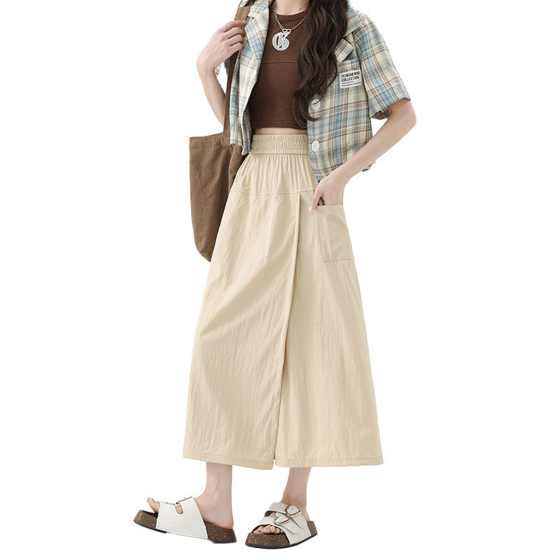 Ziyouxi Yamamoto High-Waisted A-Line Casual Pants for Women, Summer 2026 New Style, Slimming Wide-Leg Trousers, Loose-Fitting for Petite Figures