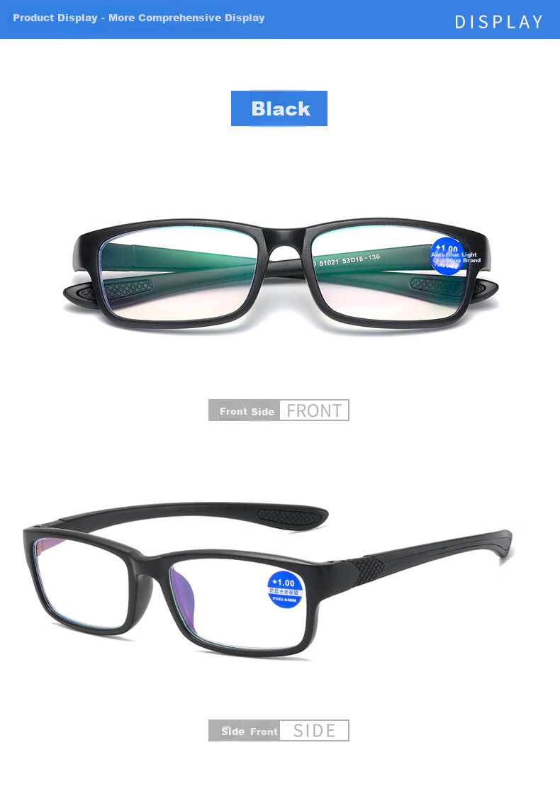 DRATRA Anti-Blue Light Reading Glasses for Men, High-Definition Comfortable Phone And TV TR Ultra-Light Reading Glasses for Middle-Aged And Elderly Eyewear 6