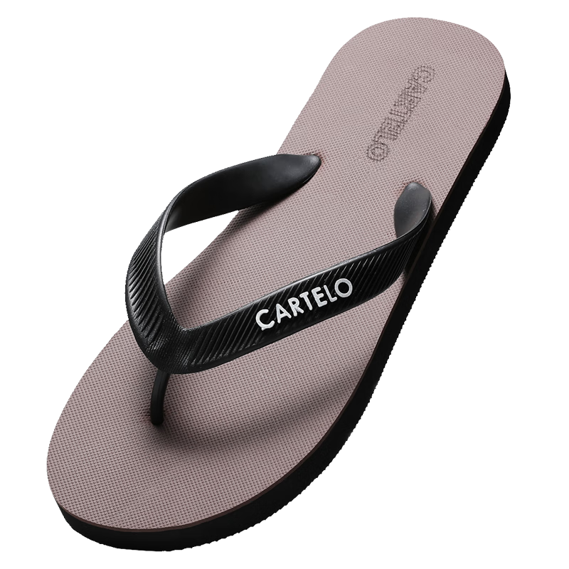 CARTELO Flip-Flops for Men, Summer Beach Outdoor Wear, Soft-Soled Indoor Slippers, VP1520, Coffee Color, Size 39