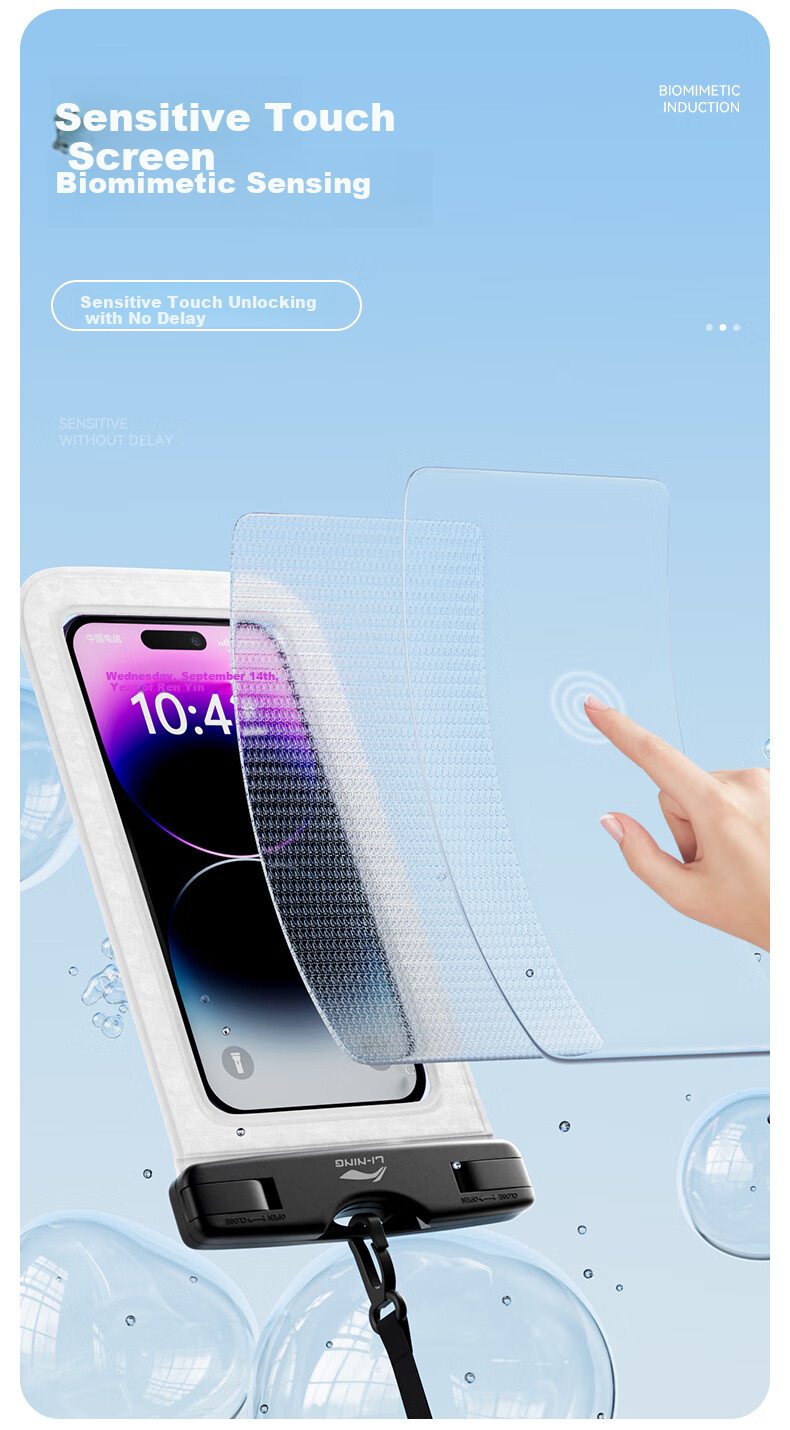 LI-NING Waterproof Touchscreen Phone Pouch Swimming Dustproof Protective Case Underwater Shooting Tool 7161 Black 5