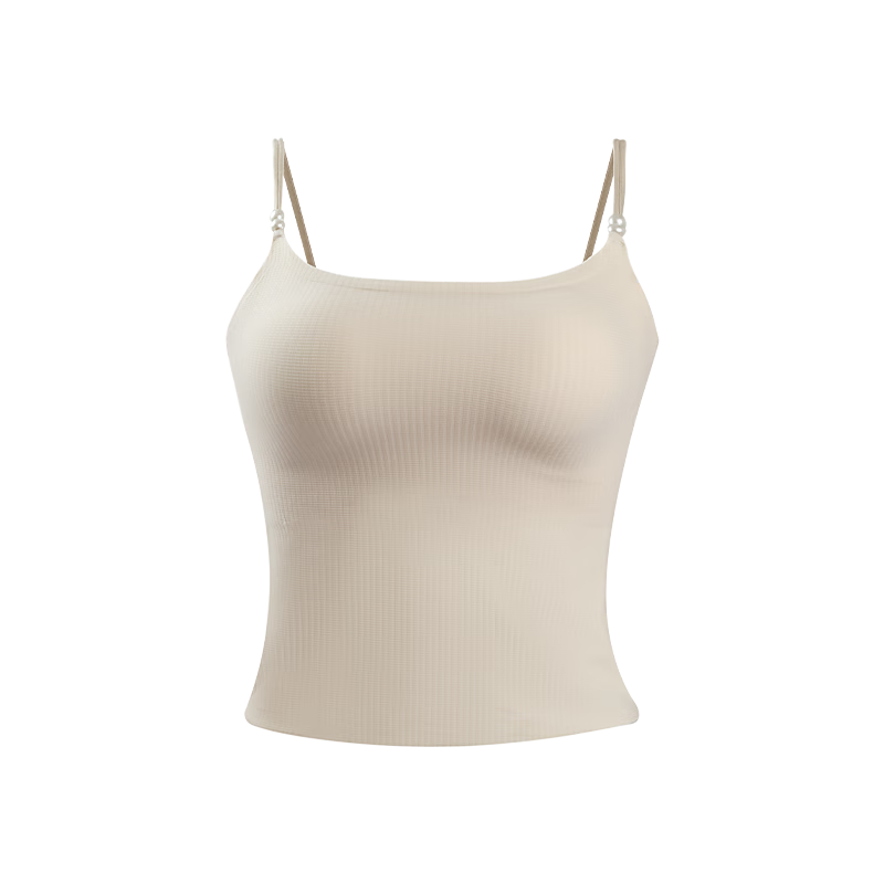 Herbal Original Color Women's Camisole Vest with Invisible Seamless Bra, Light Thin Pearl Thin Straps, Padded Base Layer, Beautiful Back Vest for All Seasons