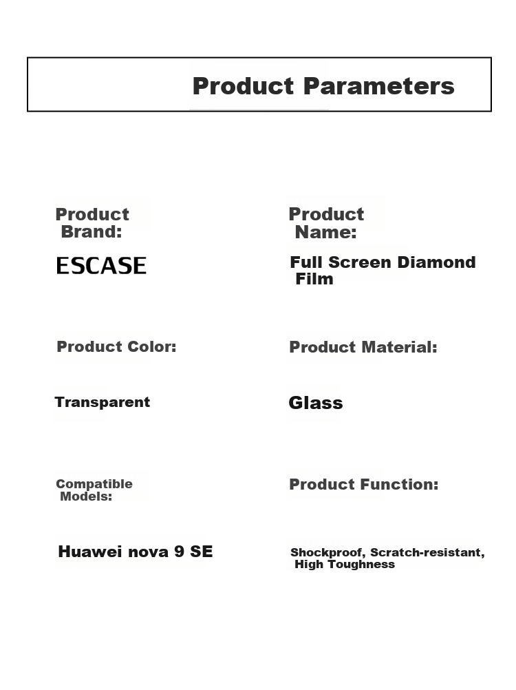 ESCASE Huawei Nova 9 SE Tempered Glass Screen Protector, Huawei Nova 9 SE Phone Film 2022 Protective Cover, Ultra-Thin High-Definition Full-Screen Coverage, Shatterproof, Fingerprint Resistant 7