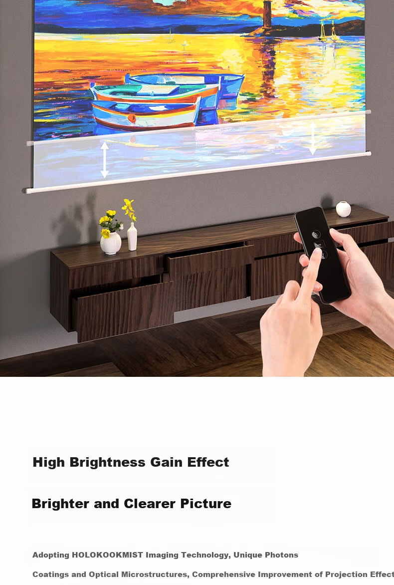 Deli 120-Inch 16:9 Remote Control Electric Screen, 8K Ultra HD Photon Screen 3.0 Anti-Curling Edge, Projection Screen for Projector, 50453S [Installation Service Included] 3