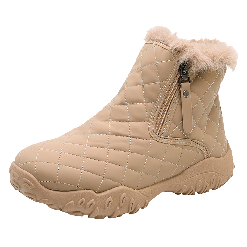CARTELO Women's Winter Snow Boots Fleece Lined Warm Cotton Shoes Casual Versatile Khaki 37