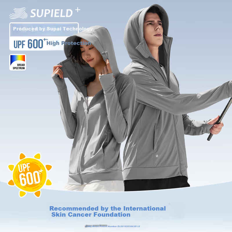 SUPIELD Full-Spectrum Sun Protection Jacket for Men, Lightweight And Breathable Summer Outdoor Cooling Sun Protection Coat, Polar Gray, Size M