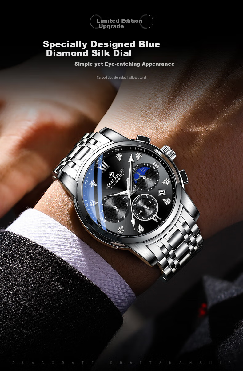 LOUIE JUELEN Swiss Genuine Men's Watch, Fully Automatic Business Student Mechanical Quartz Watch, High-End Gift for Boyfriend 3