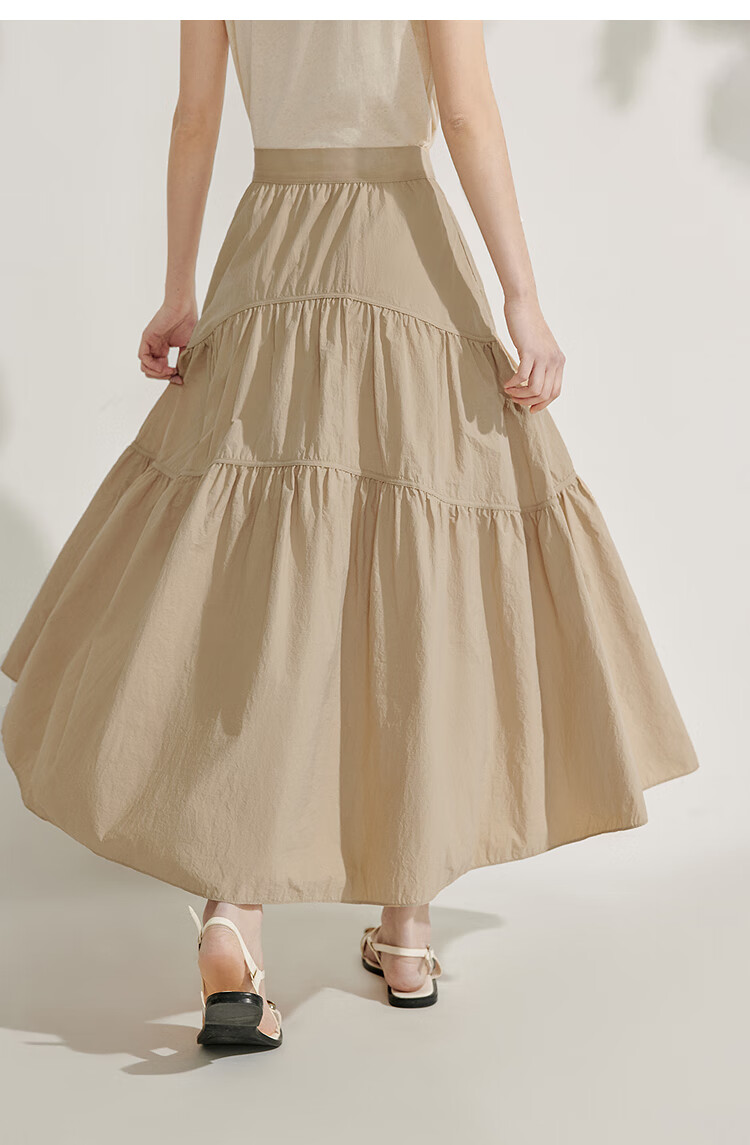 INMAN [Showroom Style] Original Yarn Sun Protection UPF100+ Pleated Skirt, Summer Umbrella Skirt, Cloud White, Size L 17